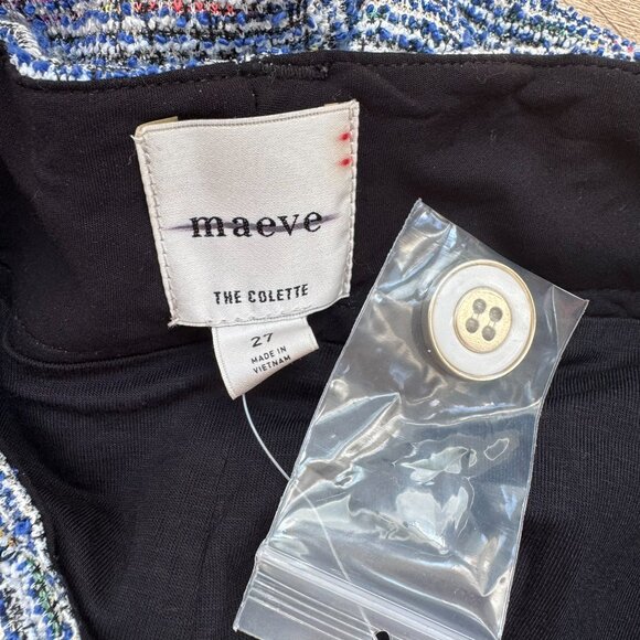 New Anthropologie The Colette Cropped Wide Leg Pants Maeve Tweed Blue Pattern 27 - Picture 8 of 11